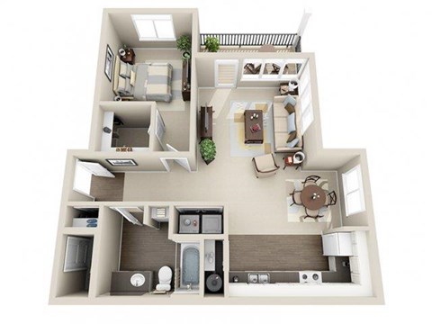 Floor plan for 1 bed, 1 bath, 787 sqft
